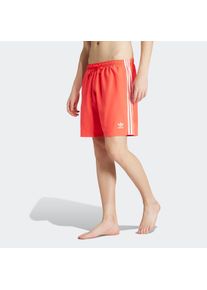 Badeshorts adidas Performance "ADICOLOR 3-STREIFEN, 20 ZENTIMETER", Herren, Gr. 3XL, N-Gr, lucid rot, Obermaterial: 100% Polyester, Badehosen Badeshorts