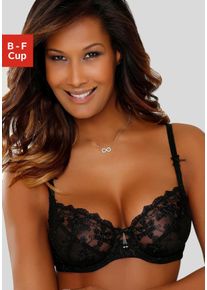 B&uuml;gel-BH Lascana, Damen, Gr. 95, Cup B, schwarz, Spitze, Obermaterial: 60% Polyamid, 20% Elasthan, 20% Polyester, BHs B&uuml;gel-BH, mit transparenter Stickerei-Spitze, Dessous, Topseller