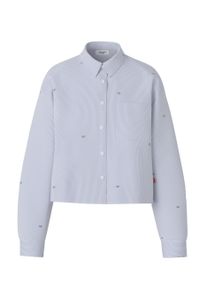 JOOP! Langarmbluse JOOP JEANS "Basima", Damen, Gr. XS, lt, pastel blau, Web, Obermaterial: 100% Baumwolle, kurz, 1-Knopf-Manschette, Blusen Langarmbluse