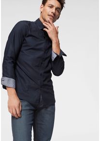 Langarmhemd Selected "SLHSLIMNEW-MARK SHIRT LS NOOS", Herren, Gr. M, N-Gr, blau (navy blazer), Web, Obermaterial: 100% Baumwolle, unifarben, 1-Knopf-Manschette, Hemden Langarmhemd