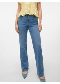 V&eacute;ro Moda Gerade Jeans VERO MODA "VMTESSA HR STRAIGHT JEANS LI3114 GA NOOS", Damen, Gr. 27, L&auml;nge 34, blau (medium blau denim), Denim/Jeans, Obermaterial: 99% Baumwolle, 1% Elasthan, unifarben, Jeans Gerade Jeans