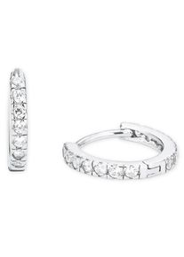 Paar Creolen Amor "2017285", bunt (silberfarben, wei&szlig;, kristallwei&szlig;), Ohrringe, Damen, Silber 925 (Sterlingsilber), Paar Creolen, mit Zirkonia (synth.)