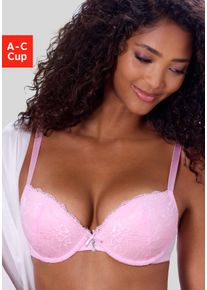 Push-up-BH Lascana "Nina", Damen, Gr. 75, Cup A, rosa, Spitze, Obermaterial: 80% Polyamid, 20% Elasthan, BHs Push-up-BH, mit B&uuml;gel, mit Spitzencups und herausnehmbaren Kissen, Dessous, Topseller