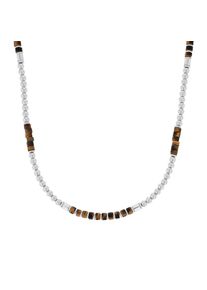 Kette mit Anh&auml;nger Amor, edelstahlfarben, braun, Halsketten, Herren, Edelstahl, L: 55 B: 4mm, Kette mit Anh&auml;nger, mit Tigerauge, B:4mm