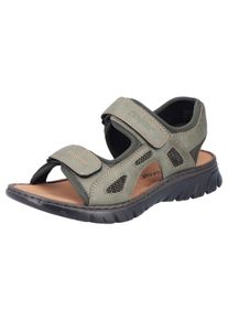 Sandale Rieker, Damen, Gr. 45, gr&uuml;n (oliv), Lederimitat, Textil, Schuhe Sandale, Sommerschuh, Klettschuh, Outdoorsandale, in Trekking-Optik