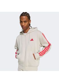 Sweatjacke adidas Sportswear "ESSENTIALS 3-STREIFEN", Herren, Gr. XL, wonder alumina, pure ruby, Obermaterial: 55% Baumwolle, 36% Polyester, 9% Viskose, normal, ohne Ausschnitt, angesetztes B&uuml;ndchen, Sweatjacken Sweatjacke, f&uuml;r Laufen und Sportmode, mit Rei&szlig;verschluss