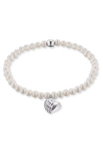 Perlenarmband Engelsrufer "HERZFL&Uuml;GEL CHARM", bunt (silberfarben, wei&szlig;), Armb&auml;nder, Damen, 17cm, Perlen Silber 925 (Sterlingsilber) TPU (Thermoplastisches Polyurethan), Perlen, Silber 925 (Sterlingsilber), TPU (Thermoplastisches Polyurethan), Perlenarmband, mit S&uuml;&szlig;wasserzuchtperle
