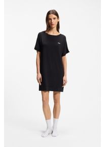 Nachthemd BOSS "Element_Nightie", Damen, Gr. XXL, N-Gr, schwarz 001, Jersey, Obermaterial: 95% Viskose, 5% Elasthan, normal kniefrei, Rundhals, Kleider Nachthemd, aus Stretch-Jersey mit Logo-Print