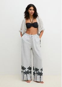 Marc O'Polo Strandhose MARC O'POLO "Beach Cover-Up", Damen, Gr. XL (46), N-Gr, wei&szlig; cotton palm print, Obermaterial: 100% Viskose, Hosen Strandhose, Strandhose, sommerlicher Allover-Print