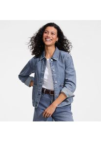 LANDS' END Soft Comfort Jeansjacke im Leinenmix, Damen,  Blau, by Lands' End
