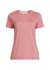 LANDS' END Supima Kurzarm-Shirt mit rundem Ausschnitt, Damen,  Rot, Baumwolle, by Lands' End