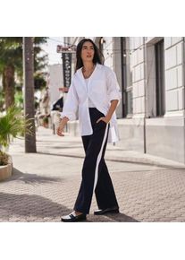 LANDS' END Gerade Jerseyhose mit Kontraststreifen, Damen,  Schwarz, Baumwolle, by Lands' End