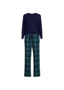 LANDS' END Gemustertes Pyjama-Set aus Baumwoll-Jersey, Damen,  Gr&uuml;n, Elasthan/Baumwoll-Mischung, by Lands' End