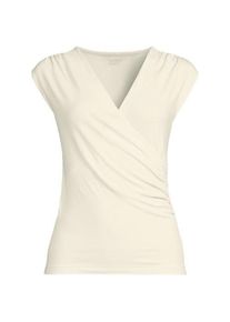 LANDS' END Leichtes Wickeltop aus Baumwolle/Modal-Mix, Damen,  Wei&szlig;, Elasthan/Baumwoll-Mischung/Baumwolle Modal, by Lands' End