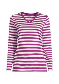 LANDS' END Supima&reg; Langarm-Shirt mit V-Ausschnitt, Damen,  Pink, Baumwolle, by Lands' End