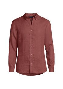 LANDS' END Hemd aus reinem Leinen mit Roll&auml;rmeln, Herren,  Rot, Leinen, by Lands' End