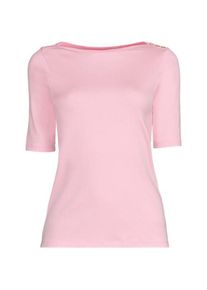 LANDS' END Supima-Shirt aus Baumwolle mit U-Boot-Ausschnitt, Damen,  Pink, Baumwolle, by Lands' End