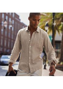 LANDS' END Langarm-Hemd aus reinem Leinen, Herren,  Beige, Leinen, by Lands' End