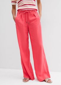 bonprix Paperbag-Hose aus luftigem Leinen-Mix, pink, Gr.50, Modische Paper-Bag Hose mit weitem Schnitt und stilvollem Seilg&uuml;rtel, aus Viskose
