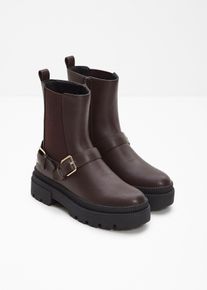 bonprix Chelsea-Boots mit Schnallen, braun, Gr.39, Modischer Chelsea Boot mit dekorativen Schnallen