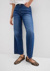 bonprix Loose Straight-Jeans Mid Waist cropped, blau, Gr.40, Weite Baggy Jeans mit mittlerem Bund, 66% Baumwolle