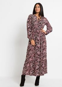 bonprix Maxikleid aus reiner Viskose, schwarz, Gr.36, Modernes langes Kleid mit Volants