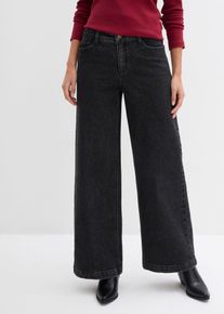 bonprix Wide-Leg-Jeans Mid Waist Full Length, grau, Gr.36, Weite Jeans mit mittlerem Bund, 99% Baumwolle