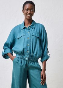 bonprix Blouson aus reinem Leinen, petrol, Gr.54, sommerlicher Blouson aus einer sch&ouml;nen Premium-Qualit&auml;t