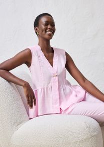 bonprix Weste aus reinem Leinen, rosa, Gr.38, modische Weste aus Leinen Premium Qualit&auml;t und schm&uuml;ckendem Sch&ouml;&szlig;chen, aus Leinen