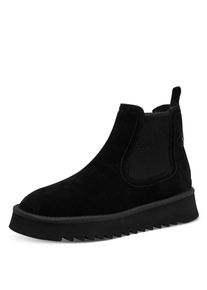 Winterboots Tamaris, Damen, Gr. 41, schwarz, Elastischer Einsatz, Veloursleder, unifarben, Schuhe Winterboots, Schlupfboots, Winterstiefelette mit beidseitigem Stretcheinsatz