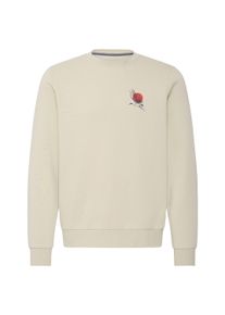 Longpullover Blend "Sweater BHJapa Backprint", Damen, Gr. L, grau (oyster gray), Obermaterial: 60% Baumwolle CO. 40% Polyester PES., Pullover Longpullover