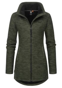 Kapuzensweatjacke Ragwear "Strickjacke Miram Melange", Damen, Gr. L, gr&uuml;n (schwarz olive), Obermaterial: 56% Baumwolle CO. 44% Polyester PES. Futter: 100% Polyester PES., Sweatjacken Kapuzensweatjacke
