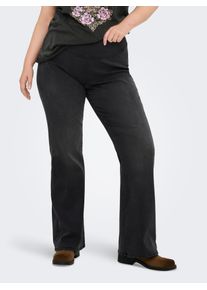 Jeansleggings Only CARMAKOMA "CARROYAL MID WAIST FLARED LEGGING", Damen, Gr. 42, L&auml;nge 32, schwarz (washed schwarz), Denim/Jeans, Obermaterial: 69% Baumwolle, 29% Polyester, 2% Elasthan, unifarben, Jeans Jeansleggings