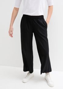 Culotte bonprix "Weite Culotte aus nachhaltiger Viskose", Damen, Gr. 46, N-Gr, schwarz, Web, Obermaterial: 100% Viskose, unifarben, loose fit lang, Hosen Culotte, aus Viskose, mit elastischem Bund, Loose fit, weite Beinform