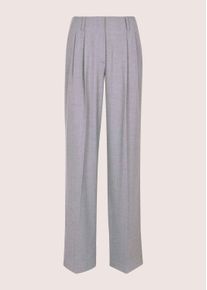 Madeleine Mode Stoffhose MADELEINE "Bundfaltenhose Fischgrathose mit weitem Schnitt", Damen, Gr. 46, N + K Gr, wei&szlig; (steingrau, wollwei&szlig;), Obermaterial: 64% Polyester PES. 34% Viskose CV. 2% Elasthan EL., Hosen Stoffhose