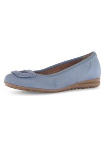 Ballerina Gabor "FLORENZ", Damen, Gr. 35, blau (jeansblau), Ziegenveloursleder, unifarben, festlich, Schuhe Ballerina, Bequemschuh, Businesschuh, Elastikeinfass, Komfortweite G (=weit)