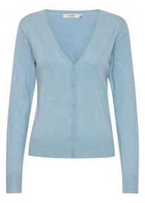Strickjacke oxmo "Strickjacke OXHelene", Damen, Gr. M, blau (blau bell melange), Obermaterial: 80% Viskose CV. 20% Nylon NY., Strickjacken Strickjacke