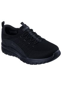 Slip-On Sneaker Skechers "GRACEFUL-PICTURE PERFECT", Damen, Gr. 38, schwarz (schwarz, uni), Lederimitat, Textil, Schuhe Slip-On Sneaker, Freizeitschuh, Slipper in veganer Verarbeitung