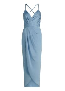 Abendkleid Vera Mont "Abendkleid mit Raffung", Damen, Gr. 44, EURO, blau (soft sky), Obermaterial: 100% Polyester PES., Kleider Abendkleid