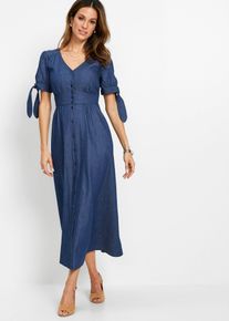 bonprix Langes Jeanskleid, blau, Gr.40, Sommerliches Jeanskleid mit Knoten an den &Auml;rmeln, 100% Baumwolle (organic)