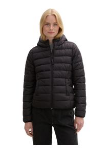 Steppjacke Tom Tailor Denim, Damen, Gr. XS (34), schwarz (deep schwarz), Steppware, Obermaterial: 100% Polyester. Futter: 100% Polyester, unifarben, regular fit taillenbedeckt, ohne Ausschnitt, Jacken Steppjacke, mit Kapuze