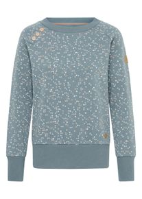 Longpullover oxmo "Sweater OXBEA SWEATSHIRT", Damen, Gr. S, blau (blaustone), Obermaterial: 55% Polyester PES. 45% Baumwolle CO., Pullover Longpullover