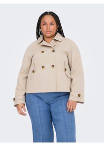 Kurzjacke Only CARMAKOMA "CARAPRIL LIFE SHORT TRENCHCOAT OTW NOOS", Damen, Gr. S, braun (oxford tan), Web, Obermaterial: 100% Polyester, unifarben, kurz, Jacken Kurzjacke