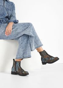 bonprix Schn&uuml;rboots mit floralem Muster, gr&uuml;n, Gr.36, H&uuml;bscher Schn&uuml;r Boot im auffallenden Design
