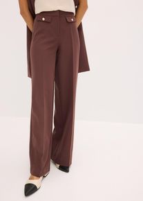 bonprix Marlenehose, braun, Gr.42, elegante Hose mit dekorativen Taschen