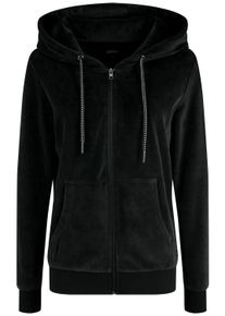 Kapuzensweatjacke oxmo "Kapuzensweatjacke OXVicky", Damen, Gr. M, schwarz, Obermaterial: 80% Baumwolle CO. 20% Polyester PES., Sweatjacken Kapuzensweatjacke