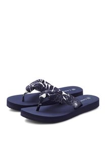 Badezehentrenner Lascana "Sandale, Badeschuh, Pantolette, Badelatsche, Flip Flop", M&auml;dchen, Gr. 35, dunkelblau, Obermaterial: 100% Textilmaterial. Decksohle: 100% Synthetik. Laufsohle: 100% Synthetik, gebl&uuml;mt, Schuhe Badezehentrenner, Zehentrenner ultraleicht mit softem Band VEGAN