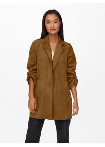Langjacke Only "ONLJOLINE FAUX SUEDE COAT LIFE CC OTW", Damen, Gr. XL, braun (cognac), Web, Obermaterial: 92% Polyester, 8% Elasthan, unifarben, regular fit Po-bedeckend, tiefer V-Ausschnitt, mit Riegel, Jacken Langjacke, mit Reverskragen, weiches Wildlederimitat