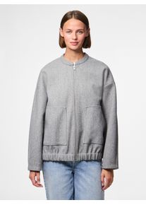 Blouson Pieces "PCDEBBIE LS BOMBER JACKET NOOS", Damen, Gr. S, grau (light grau melange), Web, Obermaterial: 100% Polyester, meliert, unifarben, regular fit normal, Jacken Blouson