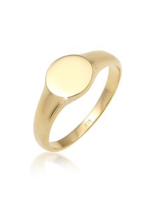Siegelring Elli Premium "Ring Siegelring rund 375 Gelbgold" Gr. 52, gold, Fingerringe, Damen, 52, ohne Stein, Gelbgold 375, Siegelring